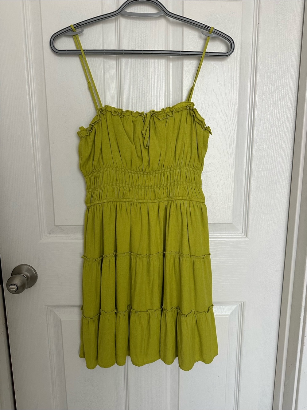 Lime Green Smocked Tiered Sundress - Women's Dress